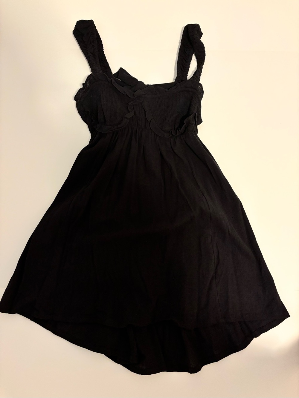 Free People Black Ruffled Strap Mini Dress